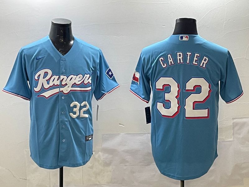 Men Texas Rangers #32 Carter Light Blue Game 2025 Nike MLB Jersey style 5
